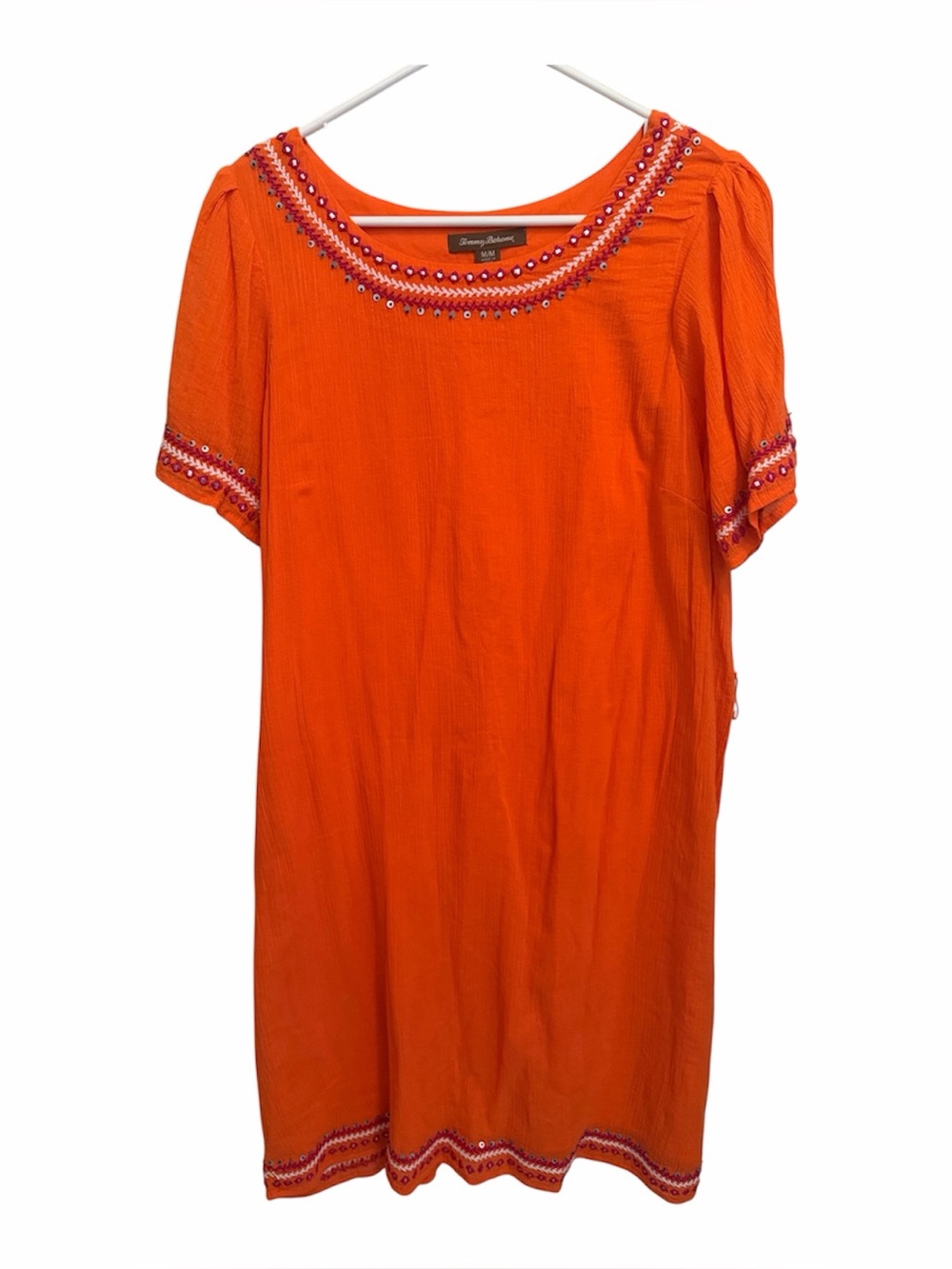 Tommy Bahama Bright Orange Beaded Midi Dress / Coverup. Size Medium